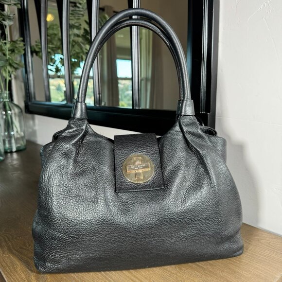 Kate Spade Black Pebbled Leather Turn-Lock Satchel - Picture 4 of 15